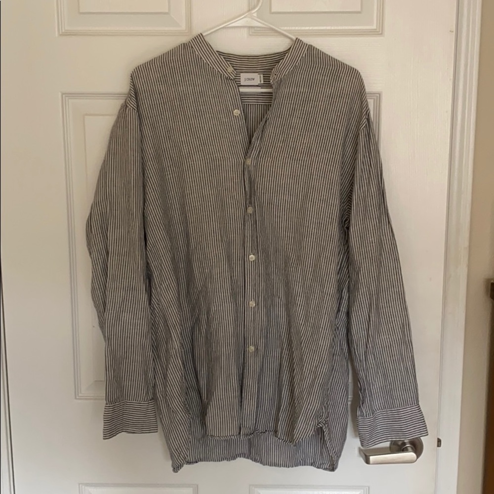 J. Crew collarless button down men’s medium